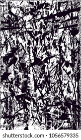 Distressed background in black and white texture with  dark spots, scratches and lines. Abstract vector illustration