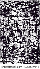 Distressed background in black and white texture with  dark spots, scratches and lines. Abstract vector illustration