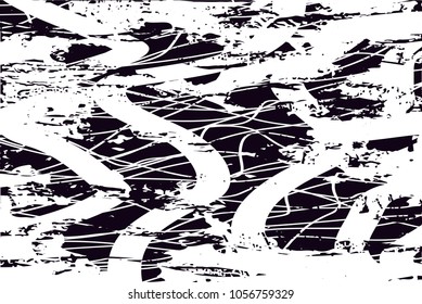 Distressed background in black and white texture with  dark spots, scratches and lines. Abstract vector illustration
