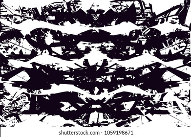 Distressed background in black and white texture with  dark spots, scratches and lines. Abstract vector illustration