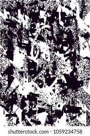 Distressed background in black and white texture with  dark spots, scratches and lines. Abstract vector illustration