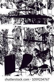 Distressed background in black and white texture with  dark spots, scratches and lines. Abstract vector illustration