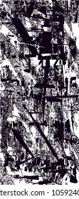 Distressed background in black and white texture with  dark spots, scratches and lines. Abstract vector illustration