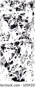 Distressed background in black and white texture with  dark spots, scratches and lines. Abstract vector illustration