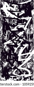 Distressed background in black and white texture with  dark spots, scratches and lines. Abstract vector illustration
