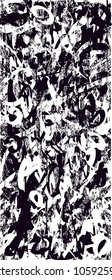 Distressed background in black and white texture with  dark spots, scratches and lines. Abstract vector illustration