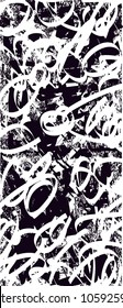 Distressed background in black and white texture with  dark spots, scratches and lines. Abstract vector illustration