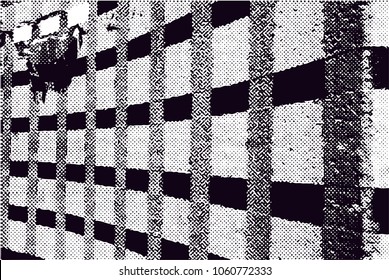 Distressed background in black and white texture with  dark spots, scratches and lines. Abstract vector illustration