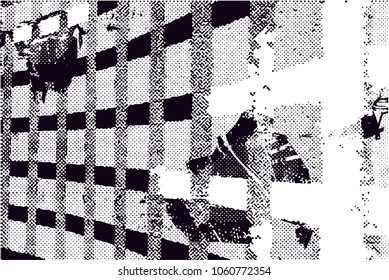 Distressed background in black and white texture with  dark spots, scratches and lines. Abstract vector illustration