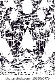 Distressed background in black and white texture with  dark spots, scratches and lines. Abstract vector illustration