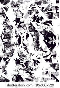 Distressed background in black and white texture with  dark spots, scratches and lines. Abstract vector illustration