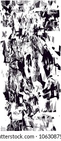 Distressed background in black and white texture with  dark spots, scratches and lines. Abstract vector illustration