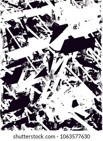 Distressed background in black and white texture with  dark spots, scratches and lines. Abstract vector illustration