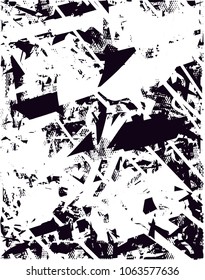 Distressed background in black and white texture with  dark spots, scratches and lines. Abstract vector illustration