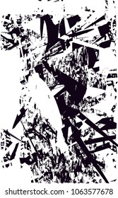 Distressed background in black and white texture with  dark spots, scratches and lines. Abstract vector illustration