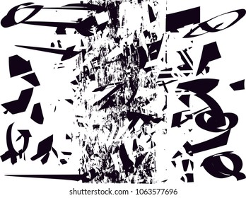 Distressed background in black and white texture with  dark spots, scratches and lines. Abstract vector illustration