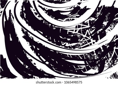 Distressed background in black and white texture with  dark spots, scratches and lines. Abstract vector illustration