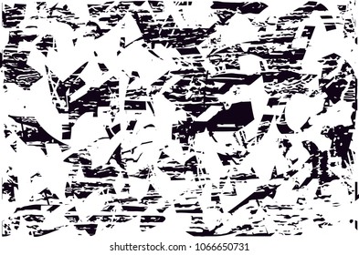 Distressed background in black and white texture with  dark spots, scratches and lines. Abstract vector illustration