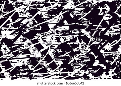 Distressed background in black and white texture with  dark spots, scratches and lines. Abstract vector illustration