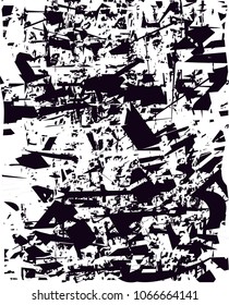 Distressed background in black and white texture with  dark spots, scratches and lines. Abstract vector illustration
