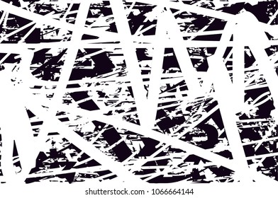 Distressed background in black and white texture with  dark spots, scratches and lines. Abstract vector illustration
