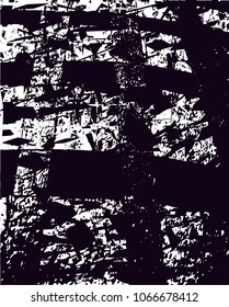 Distressed background in black and white texture with  dark spots, scratches and lines. Abstract vector illustration