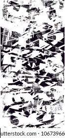 Distressed background in black and white texture with  dark spots, scratches and lines. Abstract vector illustration