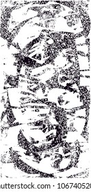 Distressed background in black and white texture with  dark spots, scratches and lines. Abstract vector illustration