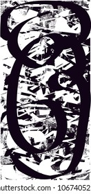 Distressed background in black and white texture with  dark spots, scratches and lines. Abstract vector illustration