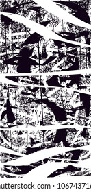 Distressed background in black and white texture with  dark spots, scratches and lines. Abstract vector illustration