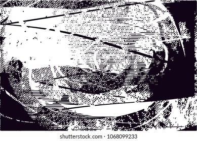 Distressed background in black and white texture with  dark spots, scratches and lines. Abstract vector illustration