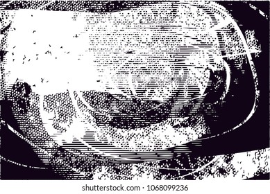 Distressed background in black and white texture with  dark spots, scratches and lines. Abstract vector illustration