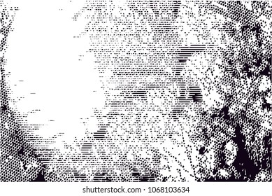 Distressed background in black and white texture with  dark spots, scratches and lines. Abstract vector illustration