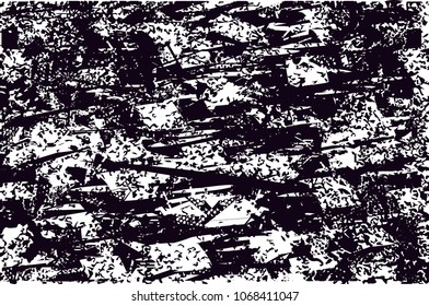 Distressed background in black and white texture with  dark spots, scratches and lines. Abstract vector illustration