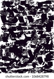Distressed background in black and white texture with  dark spots, scratches and lines. Abstract vector illustration