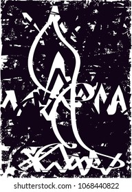 Distressed background in black and white texture with  dark spots, scratches and lines. Abstract vector illustration