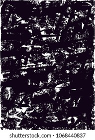 Distressed background in black and white texture with  dark spots, scratches and lines. Abstract vector illustration