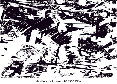 Distressed background in black and white texture with  dark spots, scratches and lines. Abstract vector illustration