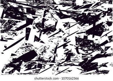 Distressed background in black and white texture with  dark spots, scratches and lines. Abstract vector illustration