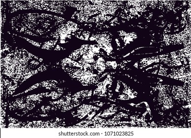 Distressed background in black and white texture with  dark spots, scratches and lines. Abstract vector illustrati