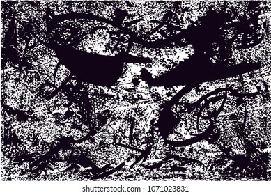Distressed background in black and white texture with  dark spots, scratches and lines. Abstract vector illustrati