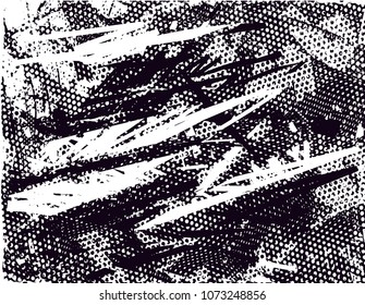 Distressed background in black and white texture with  dark spots, scratches and lines. Abstract vector illustration
