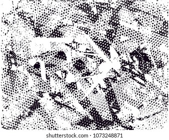 Distressed background in black and white texture with  dark spots, scratches and lines. Abstract vector illustration