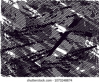Distressed background in black and white texture with  dark spots, scratches and lines. Abstract vector illustration