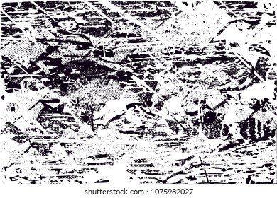 Distressed background in black and white texture with  dark spots, scratches and lines. Abstract vector illustration