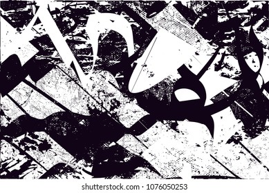 Distressed background in black and white texture with  dark spots, scratches and lines. Abstract vector illustration