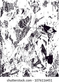 Distressed background in black and white texture with  dark spots, scratches and lines. Abstract vector illustration