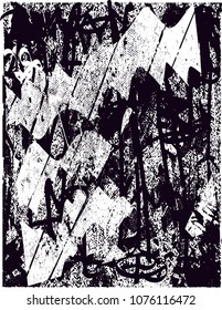 Distressed background in black and white texture with  dark spots, scratches and lines. Abstract vector illustration