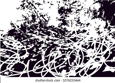 Distressed background in black and white texture with  dark spots, scratches and lines. Abstract vector illustration