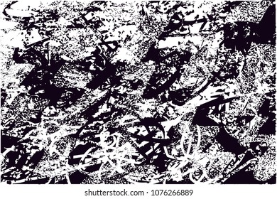 Distressed background in black and white texture with  dark spots, scratches and lines. Abstract vector illustration